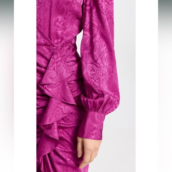 NWT Veronica beard WEISS PAISLEY JACQUARD DRESS magenta pink Sz 4 silk - Picture 8 of 15